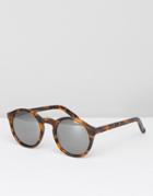 Monokel Round Sunglasses Barstow In Havana Tort Mirror - Brown