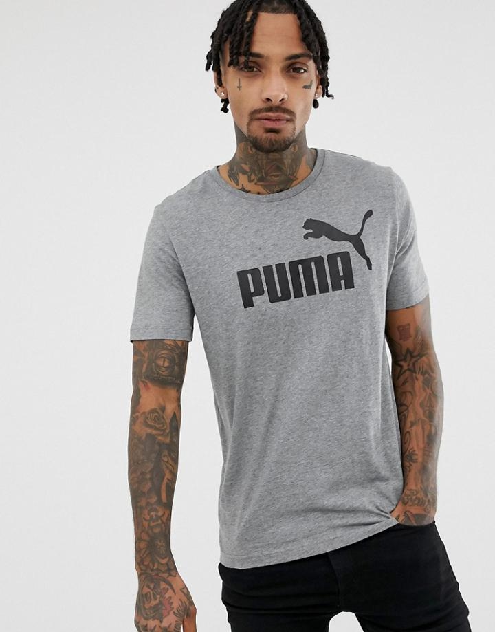 Puma Essentials T-shirt With Large Logo In Gray - Gray