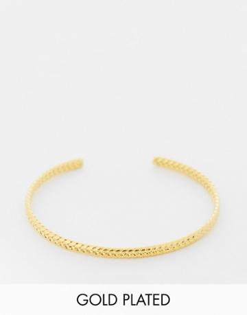 Orelia Rope Detail Slim Cuff Bracelet In Gold Plate