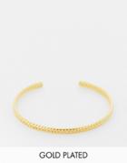 Orelia Rope Detail Slim Cuff Bracelet In Gold Plate