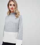 Missguided Color Block Sweater - Gray