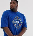 Asos Design Plus Oversized T-shirt With Nautical Flag Embrodiery-navy