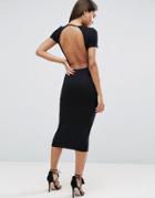 Asos T-shirt Open Back Midi Bodycon Dress - Black