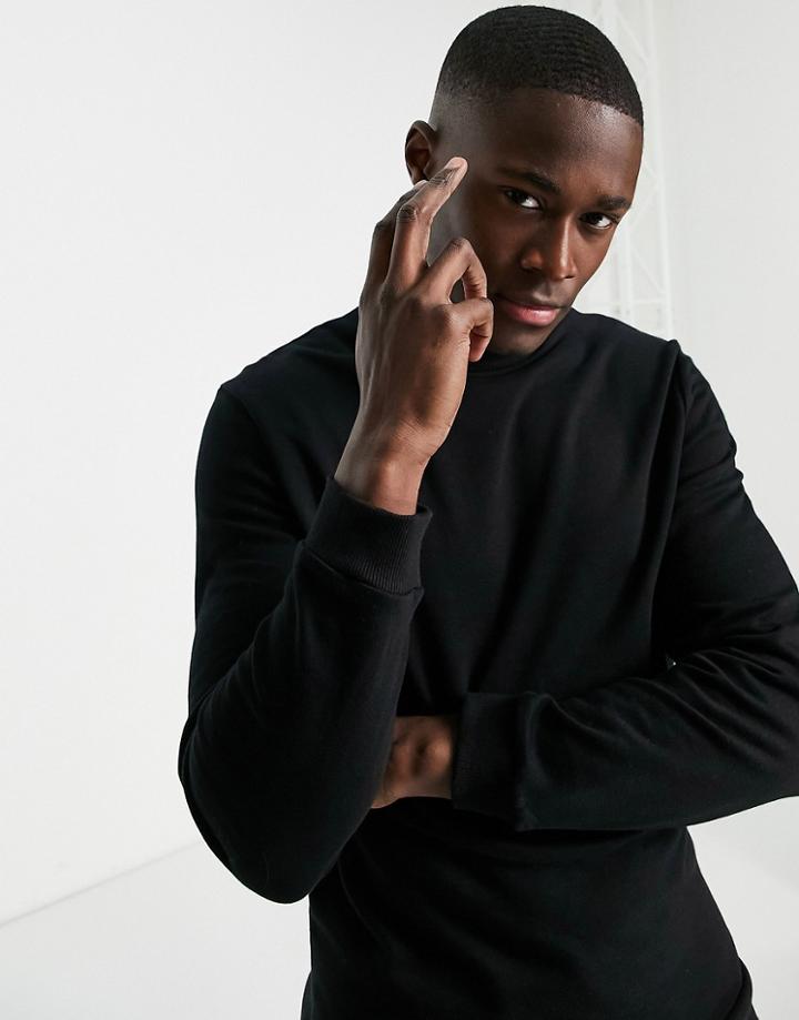 Asos Design Sweatshirt With Turtle Neck In Black - Black