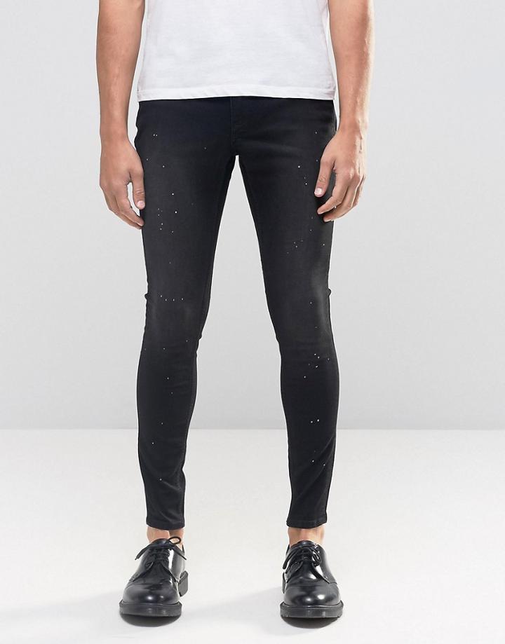 Cheap Monday Mid Spray Jeans Done Black Distress - Black