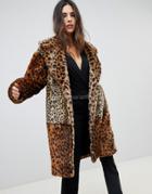 Blank Nyc Faux Fur Leopard Print Coat - Multi