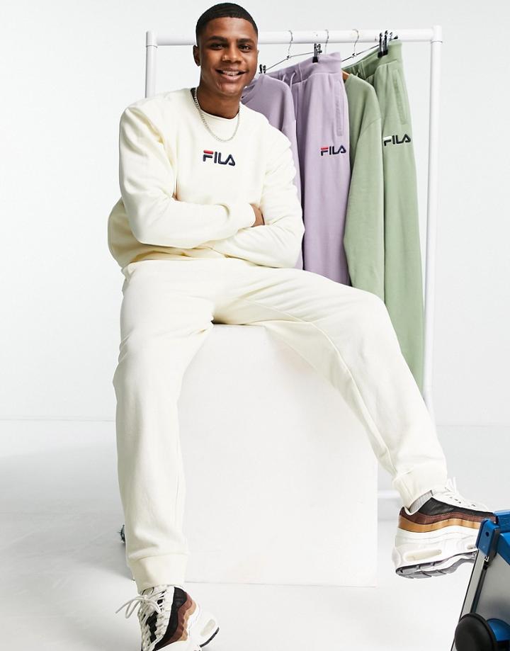 Fila Sweatshirt With Logo In Ecru-white