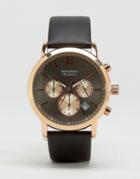 Sekonda Chronograph Black Leather Watch With Gray Dial Exclusive To Asos - Black