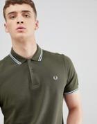 Fred Perry Twin Tipped Polo Shirt In Dark Green - Green