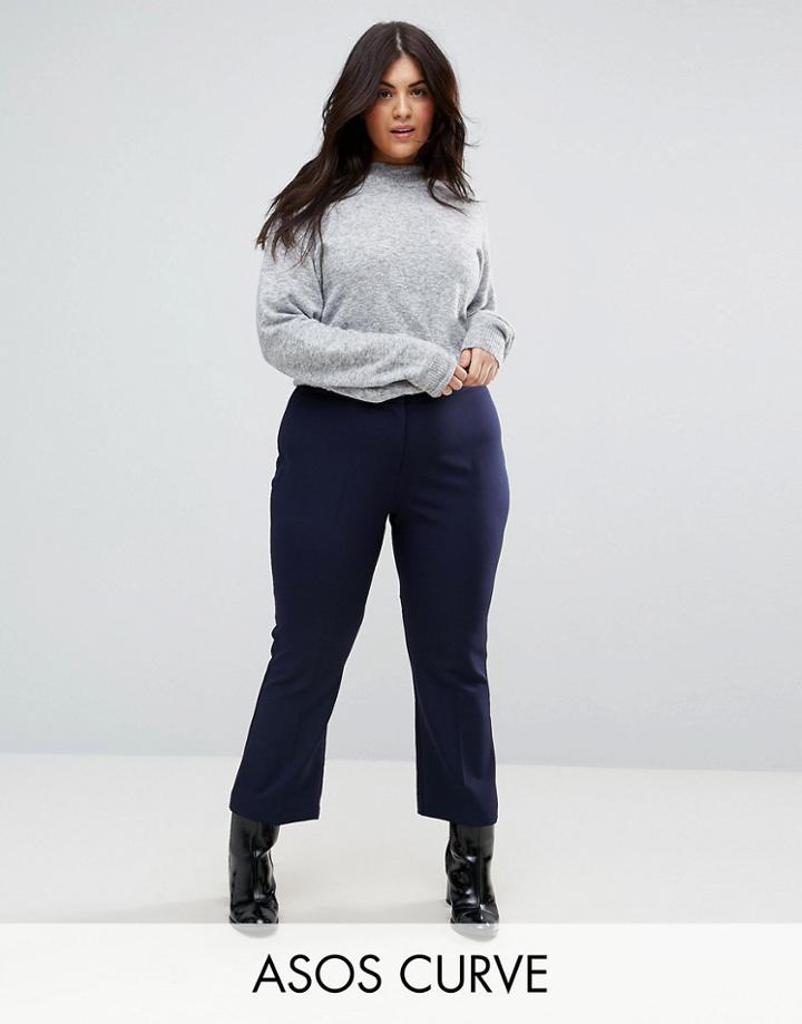 Asos Curve Tailored Slim Kick Flare Pants - Navy