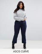 Asos Curve Tailored Slim Kick Flare Pants - Navy