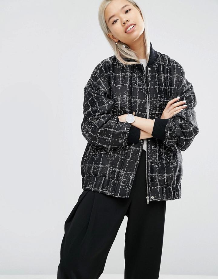 Asos White Lightweight Textured Bomber Jacket - Multi