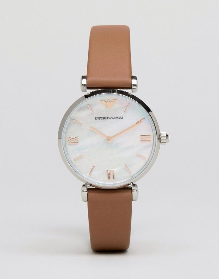 Emporio Armani Brown Leather Retro Watch Ar1988 - Brown