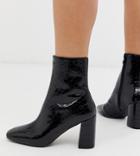 Raid Wide Fit Kim Black Croc Patent Heeled Ankle Boots - Black