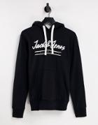 Jack & Jones Logo Overhead Hoodie In Black