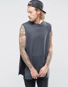 Asos Oversized Sleeveless T-shirt With Contrast Panels - Washed Black