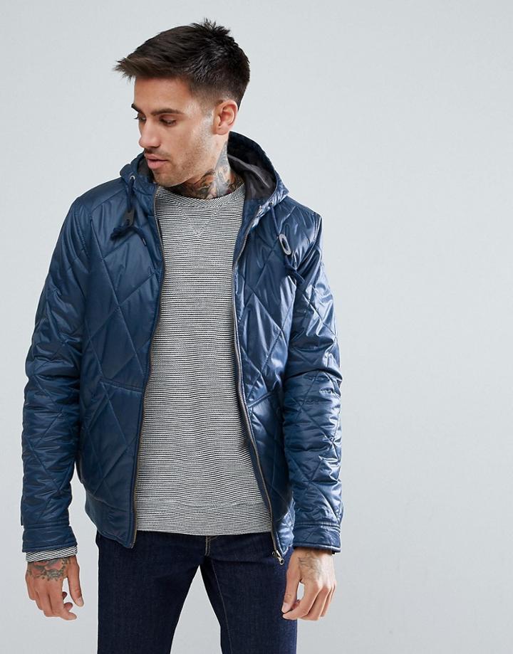Ringspun Quilted Hooded Jacket - Navy