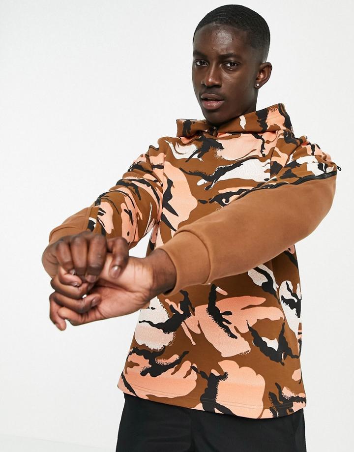 Adidas Training Street Overhead Hoodie In Camo-brown
