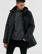 Only & Sons Padded Parka With Removable Hood In Black