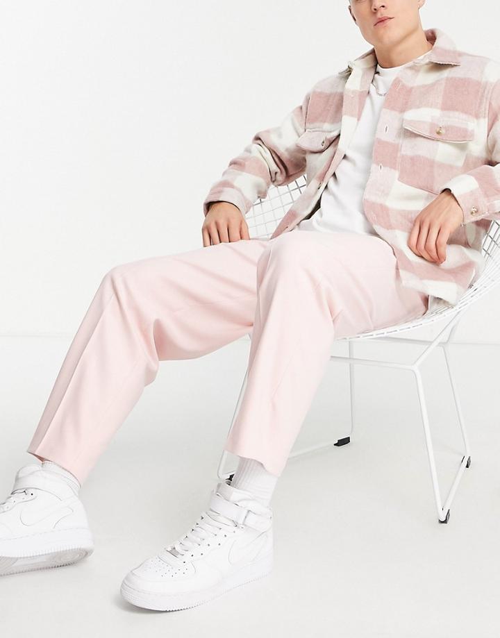 Asos Design Oversized Tapered Pants In Pastel Pink