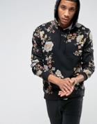 Asos Hoodie With Japanese Floral Print - Black