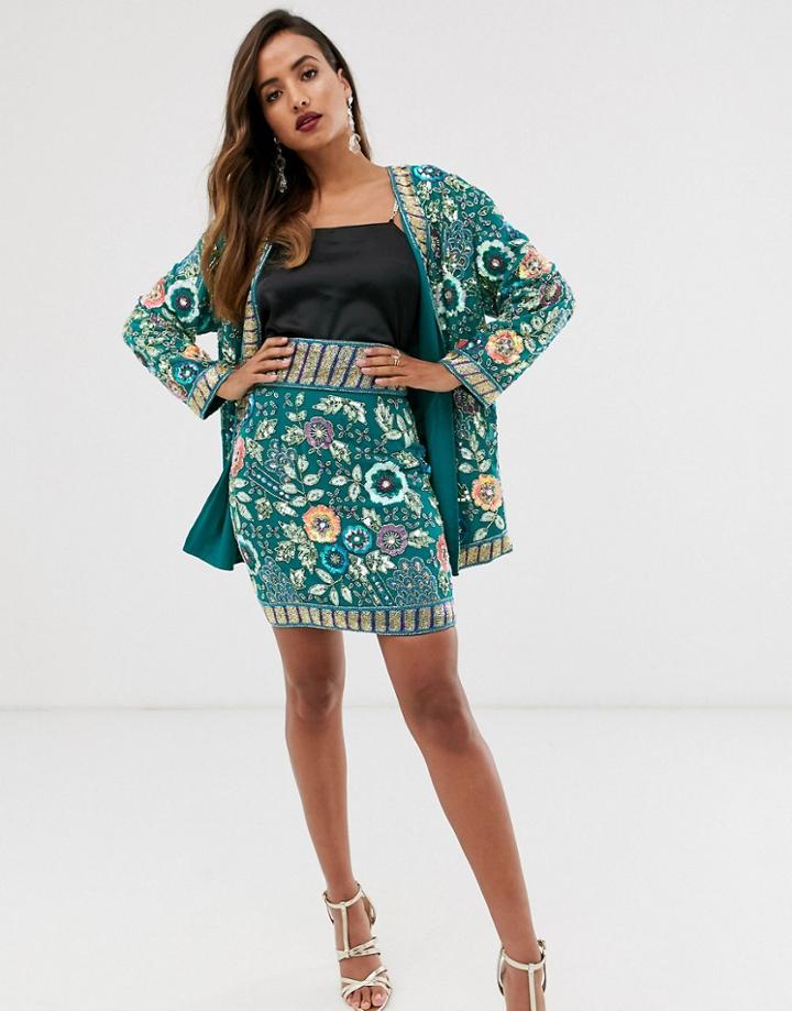 Asos Edition Floral Embellished Mini Skirt