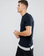Jack & Jones Originals Longline T-shirt With Contrast Drop Hem Detail - Black
