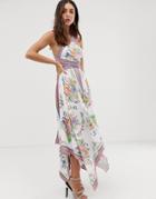Asos Edition Scarf Print Halter Midi Dress With Cutout Sides - Multi
