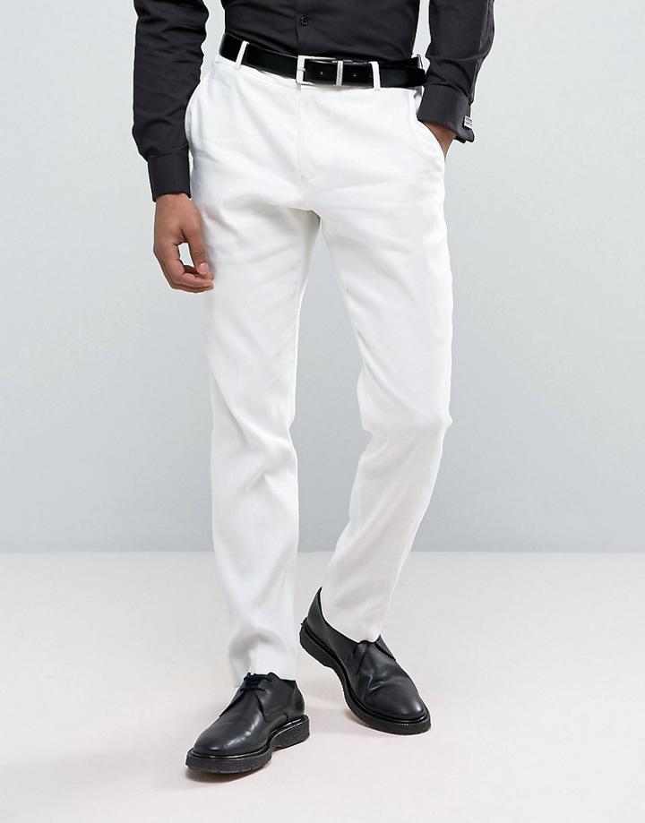 Selected Homme Slim Suit Pants In Linen - White