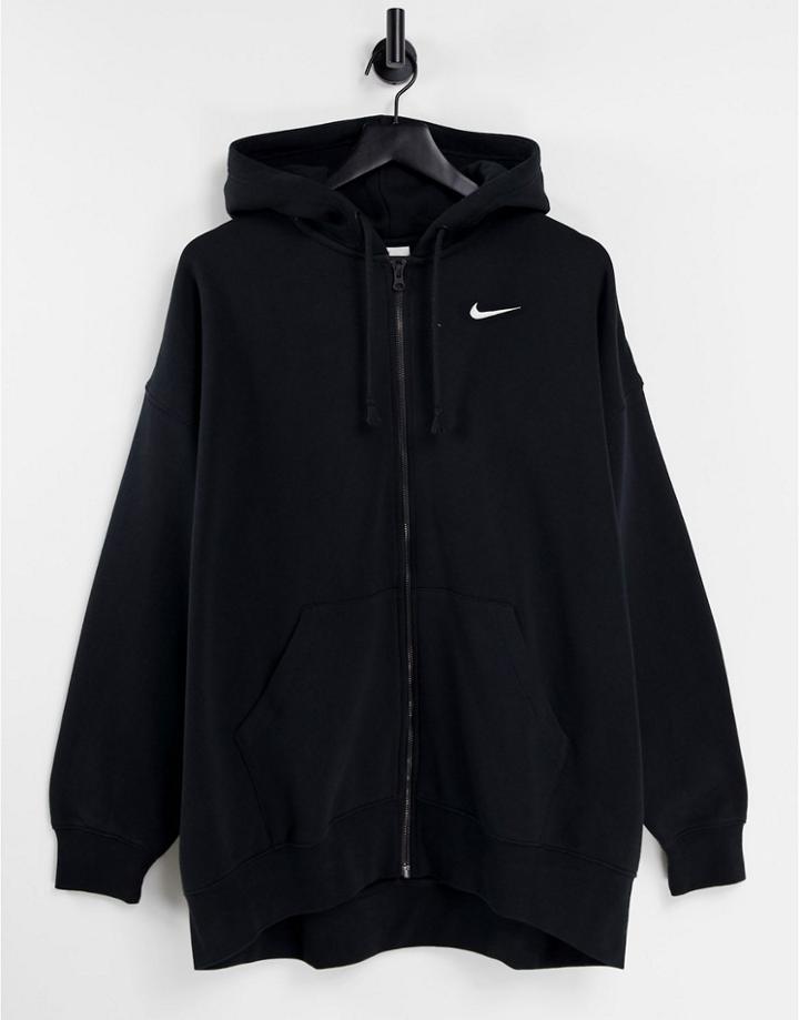 Nike Collection Fleece Super Oversized Full-zip Hoodie In Black