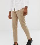 Asos Design Tall Skinny Crop Smart Pants In Stone Pinstripe Wool Mix - Stone