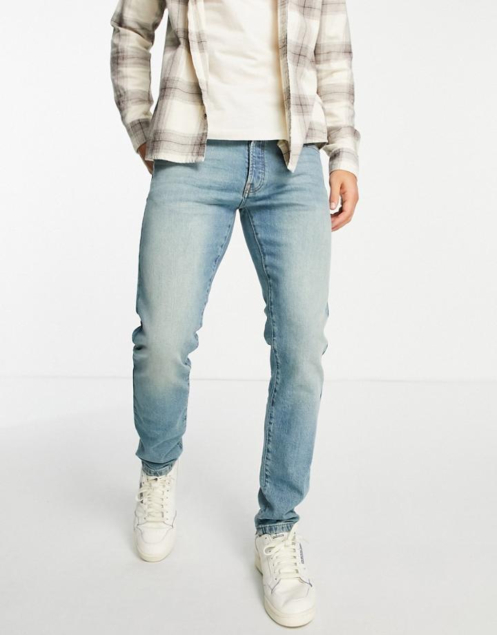 Topman Essential Slim Jeans In Light Wash Tint-blues
