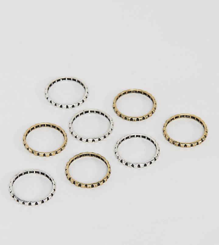 Reclaimed Vintage Inspired Skinny Stacking Band Rings In 8 Pack Exclusive To Asos - Silver