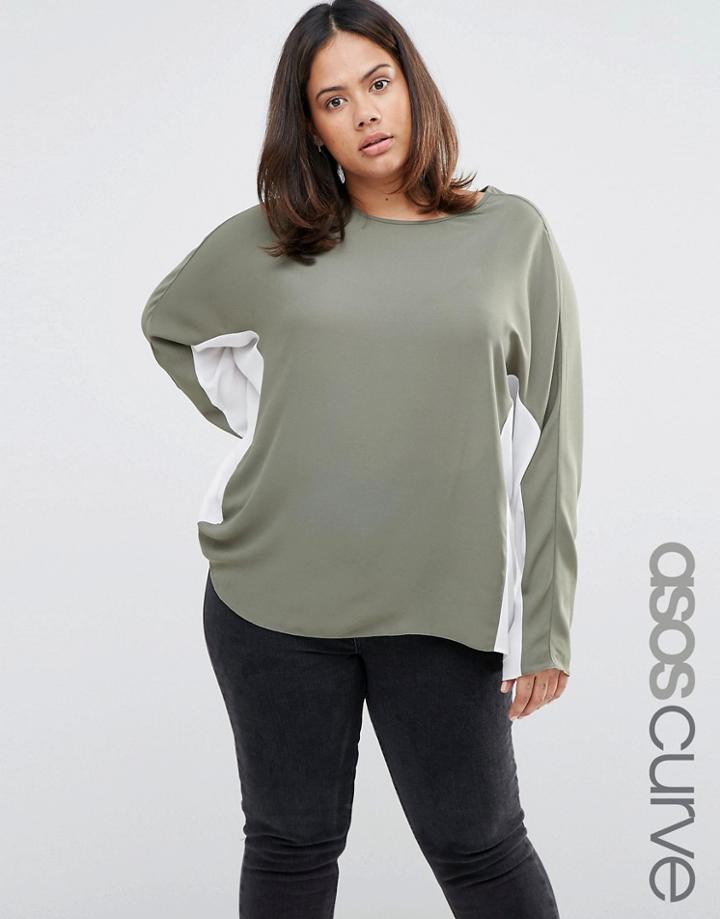 Asos Curve Batwing Top In Color Block - Multi
