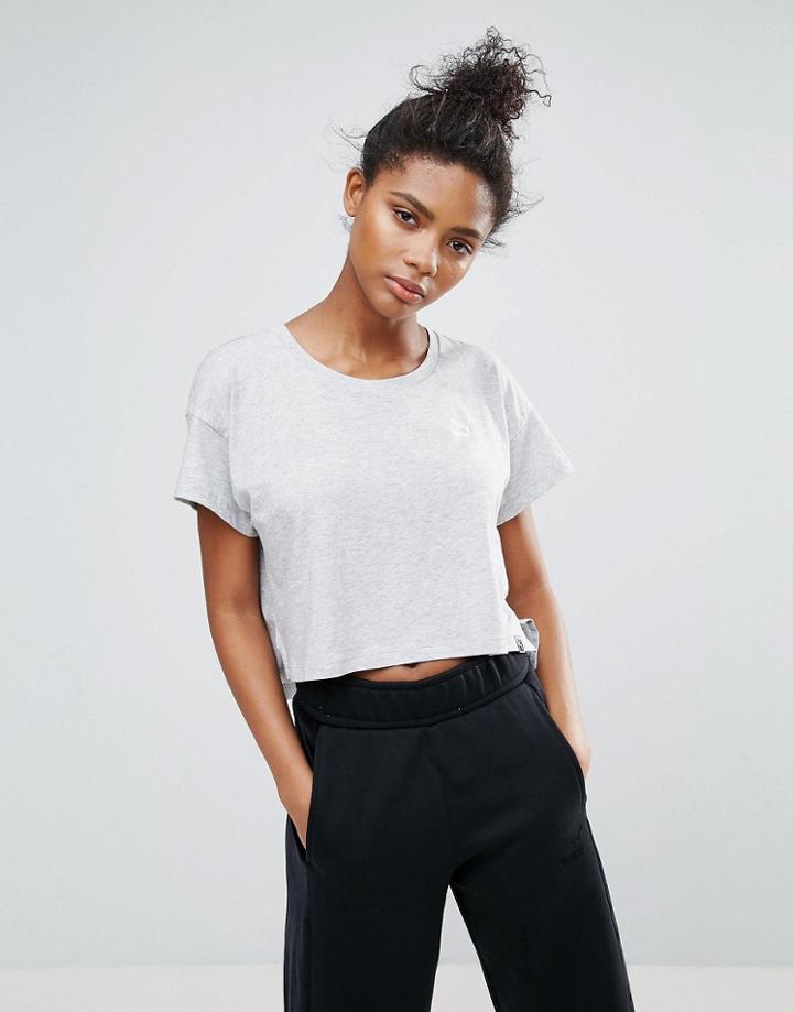 Puma Archive Logo Cropped T-shirt - Gray