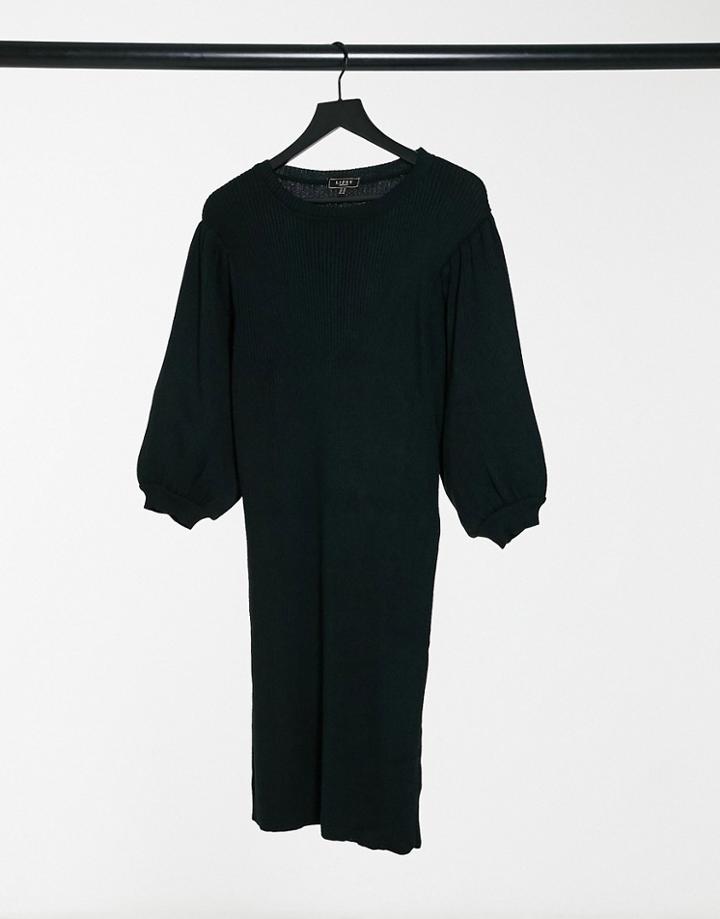 Lipsy Knitted Balloon Sleeve Dress In Black