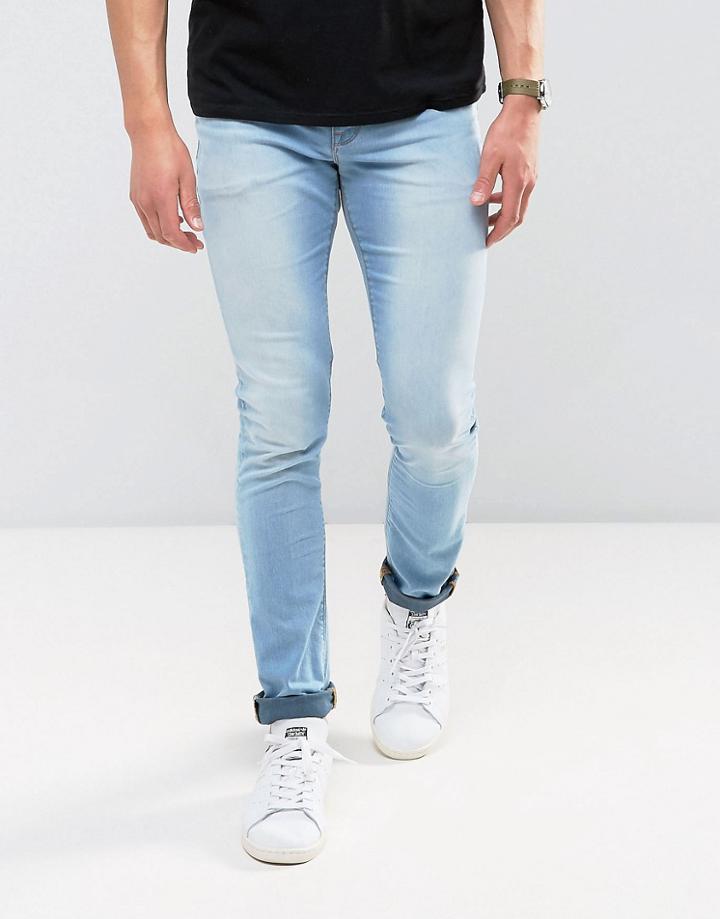 Asos Super Spray On Jeans In Light Blue - Blue
