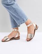 H By Hudson Leather Flat Sandals - Gold