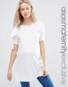 Asos Maternity T-shirt With Ruffle Sleeves - White