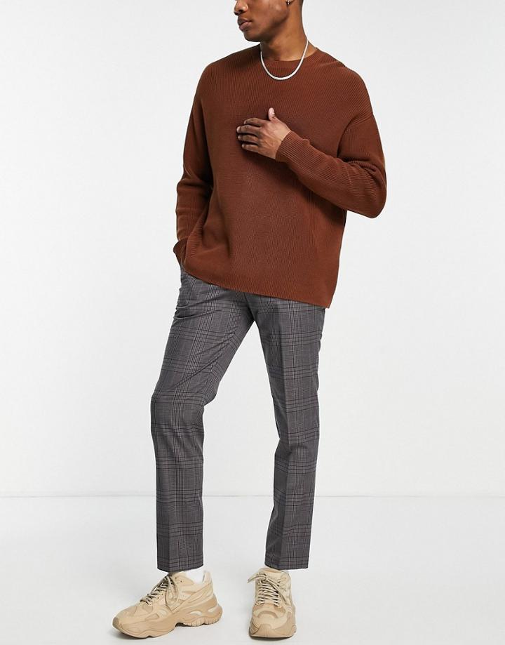 Selected Homme Suit Pants Slim-fit In Gray Check-grey