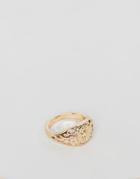 Asos Design Pinky Ring With St Christopher In Gold - Gold