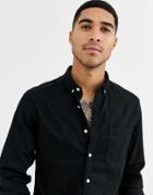 Asos Design Stretch Slim Organic Denim Shirt In Black - Black