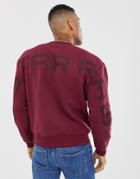 G-star Crew Neck Sweat With Exploded Back Logo Detail In Burgundy - Red