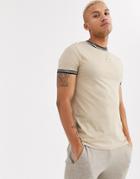 Asos Design T-shirt With Tipping In Beige