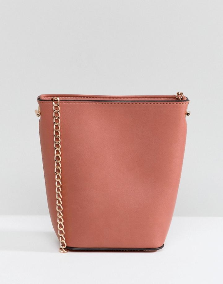 New Look Mini Chain Strap Bucket Bag - Orange