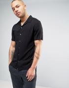 Asos Skinny Viscose Shirt With Revere Collar In Black - Black