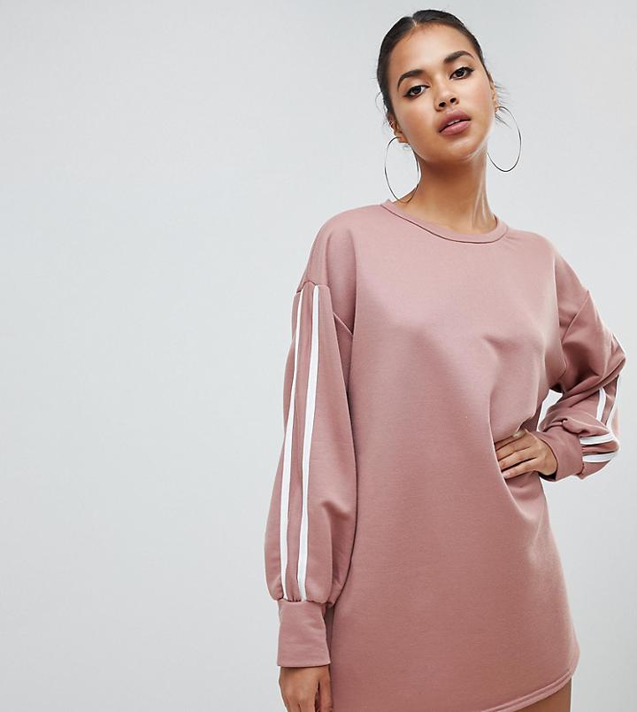 Prettylittlething Contrast Sleeve Oversized Sweater Dress In Pink - Pink