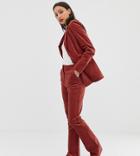 Asos Design Tall Velvet Slim Flare Suit Pants-pink
