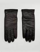 Allsaints Yield Leather Gloves In Black - Black