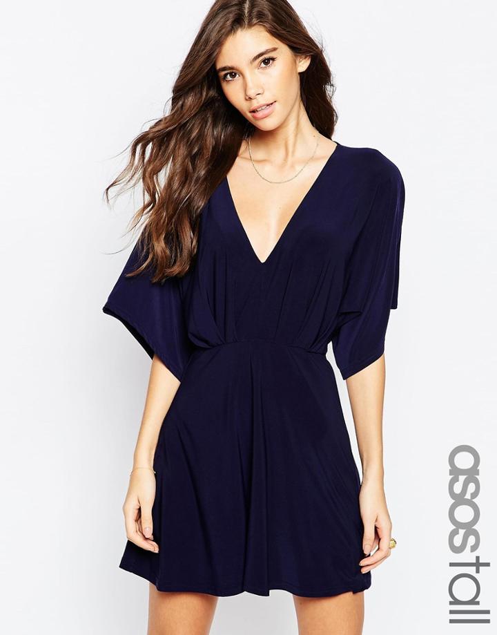 Asos Tall Kimono Plunge Mini Dress - Navy $33.50
